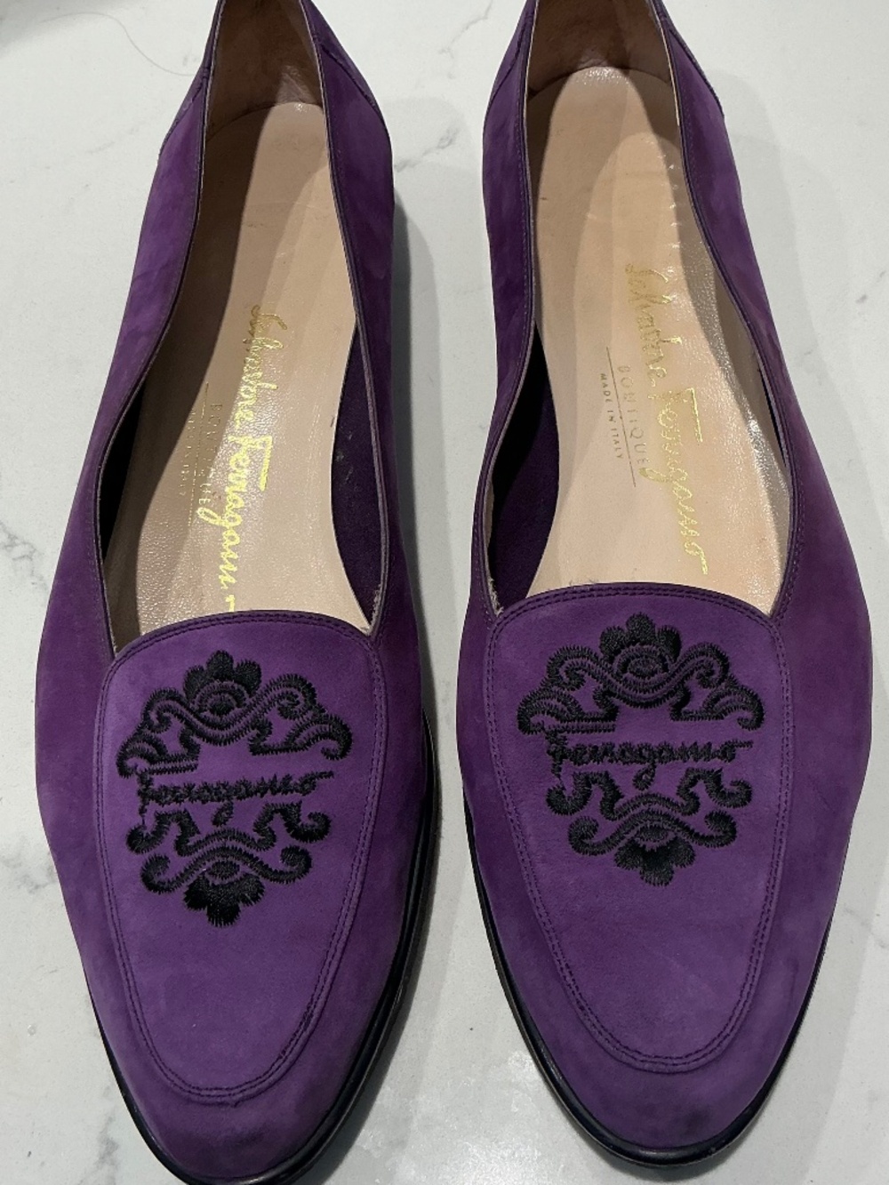 VTG Salvatore Ferragamo Boutique Purple Suede Loafers 8.5A